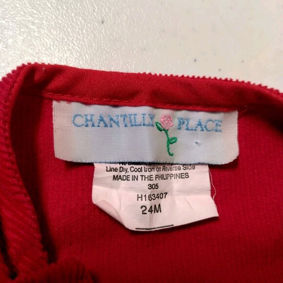 Vtg Chantilly Place Christmas Jumper Dress 24M Corduroy Teddy Bear Candy Candy - Picture 3 of 7